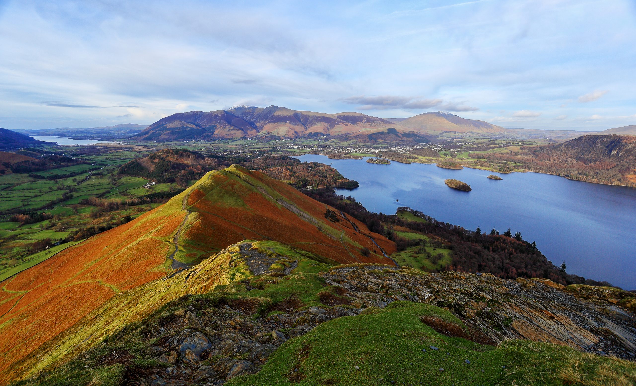Catbells fell overlooking Derwentwater near Keswick in the Lake District