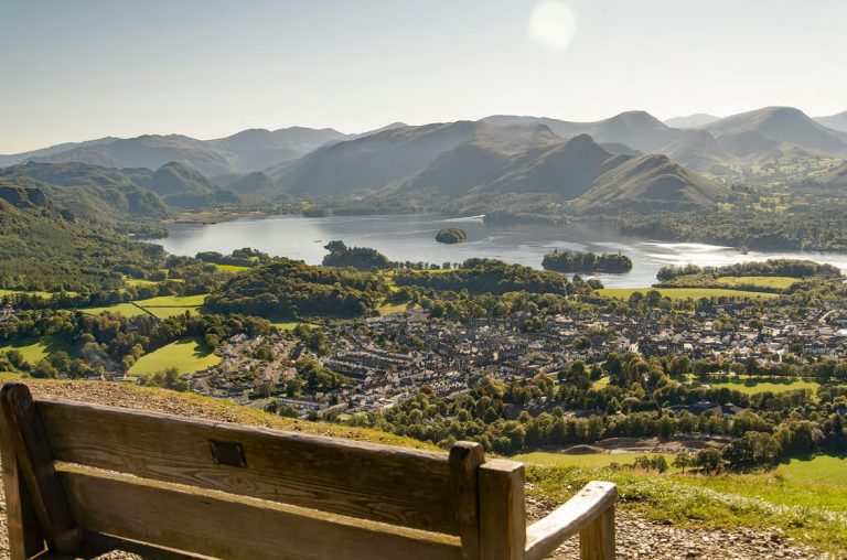 View from Latrigg overlooking Keswick, Derwentwater and the surrounding Lake District fells
