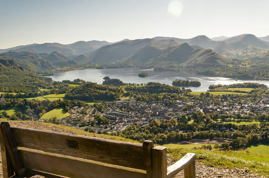 View from Latrigg overlooking Keswick, Derwentwater and the surrounding Lake District fells
